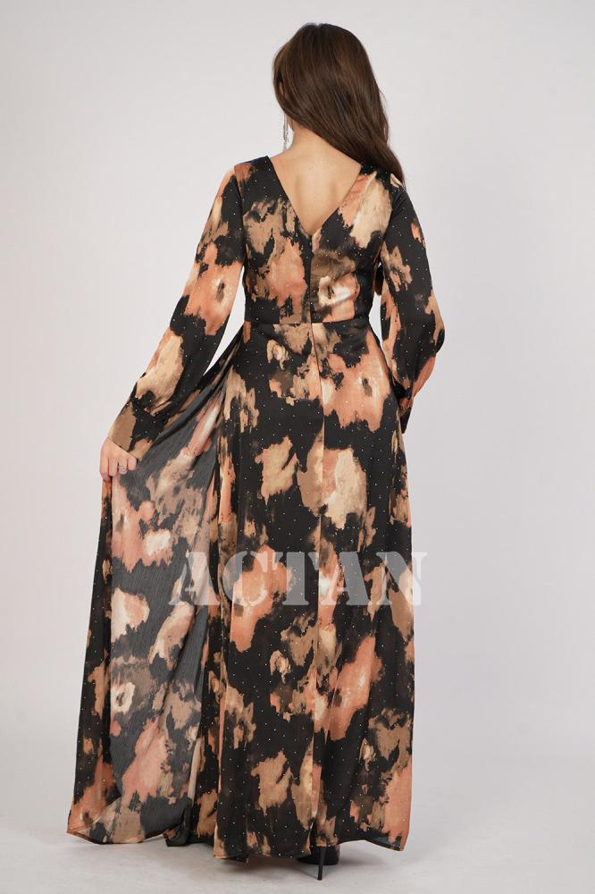 Side pleated maxi dress المقاس:(XL - 42)