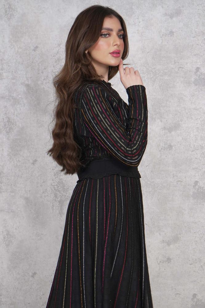 striped midi dress المقاس:(L - 40)