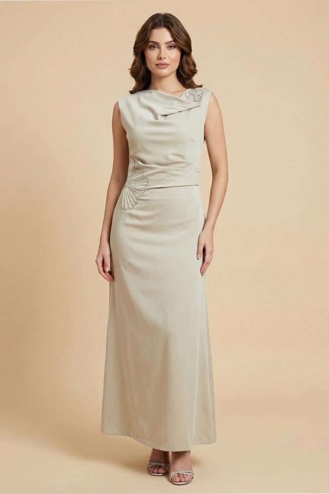 Light green draped maxi dress with sequins المقاس:(XXL - 44)