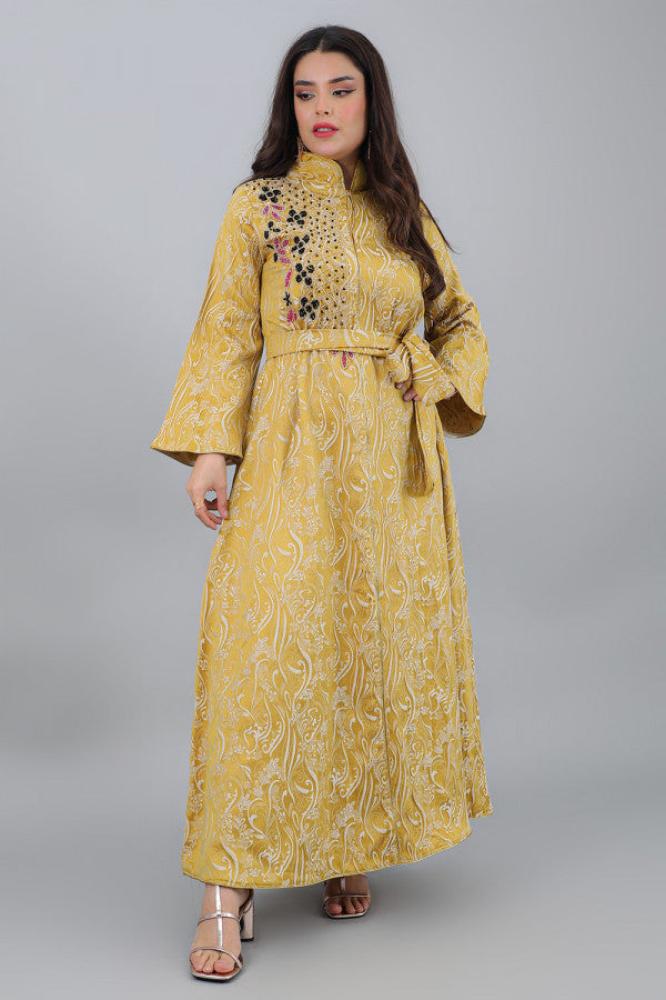 Embroidered jacquard jalabiya المقاس:(L)