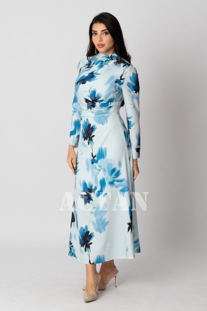 Floral print crepe midi dress المقاس:(M - 38)