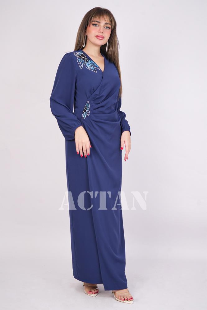 Navy blue sequin crepe maxi dress المقاس:(3XL - 46)