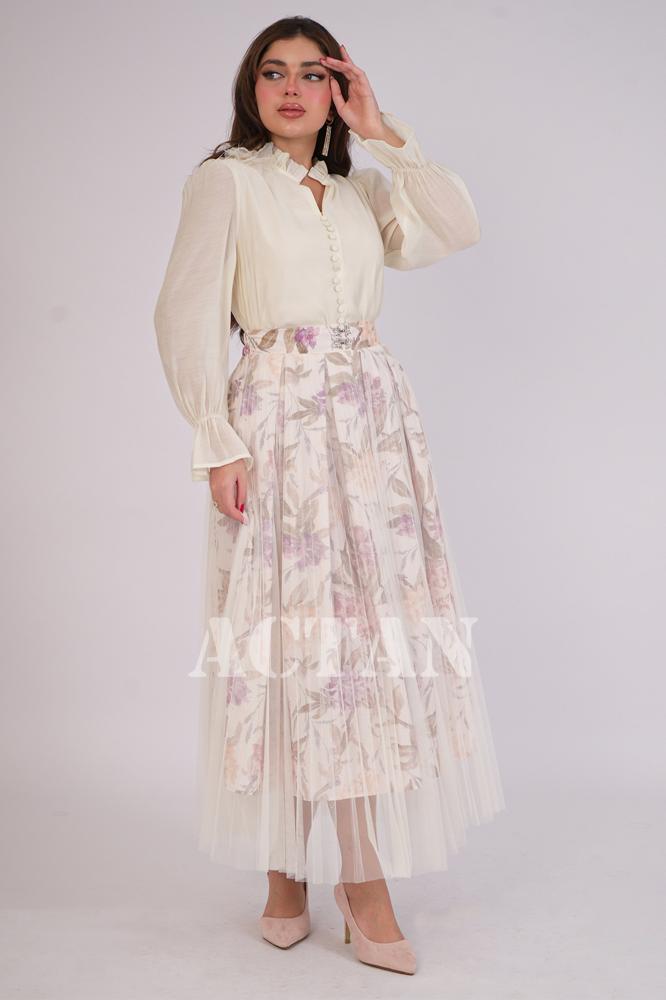 Floral skirt and blouse set المقاس:(L - 40)
