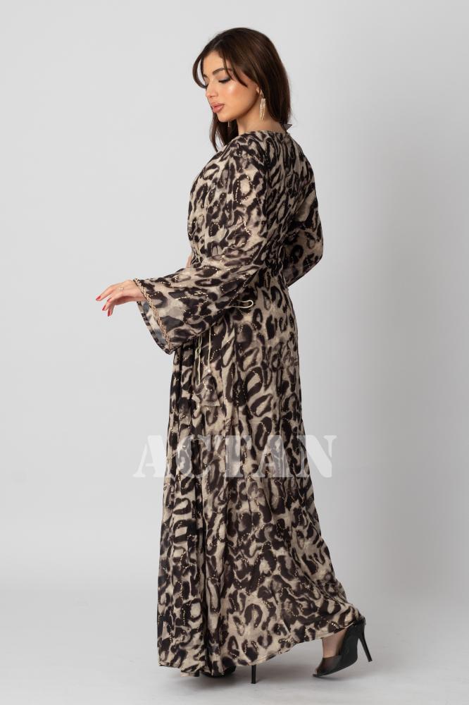 Long leopard print jalabiya المقاس:(M - 38)