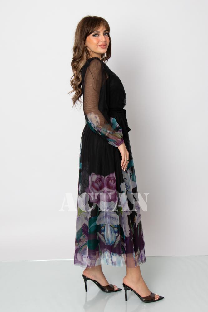 Floral midi dress المقاس:(XXL - 44)