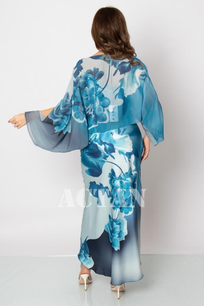 Floral Print Satin Two-Piece Dress المقاس:(M - 38)