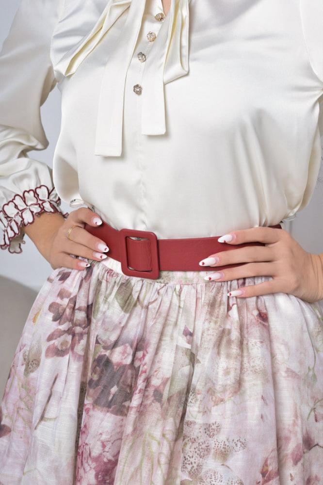 Elegant floral blouse and skirt set المقاس:(L)