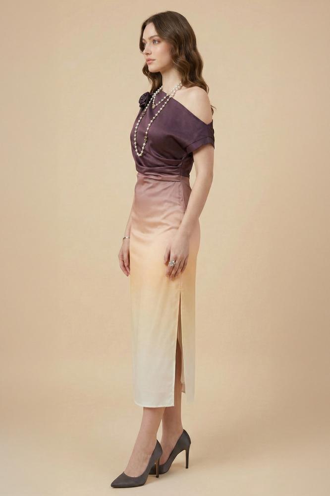 One-shoulder midi dress المقاس:(M - 38)