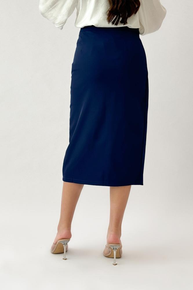 Bazarir Lulu midi skirt, navy blue المقاس:(L)