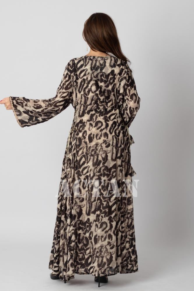Long leopard print jalabiya المقاس:(M - 38)