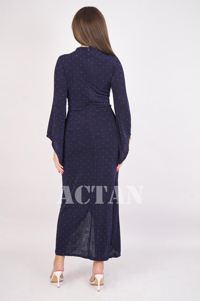 Navy blue sequined draped bodycon dress المقاس:(S - 36)