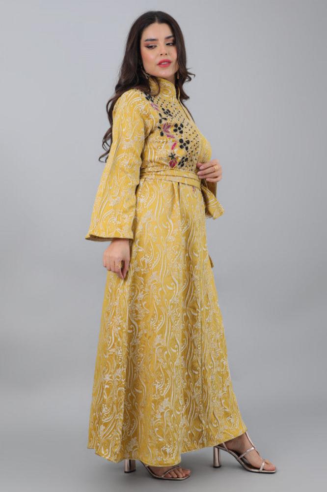 Embroidered jacquard jalabiya المقاس:(L)