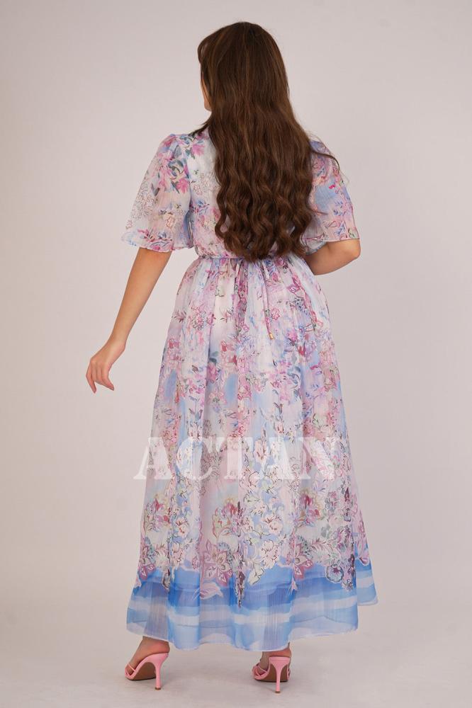 Floral print draped maxi dress المقاس:(XXL - 44)