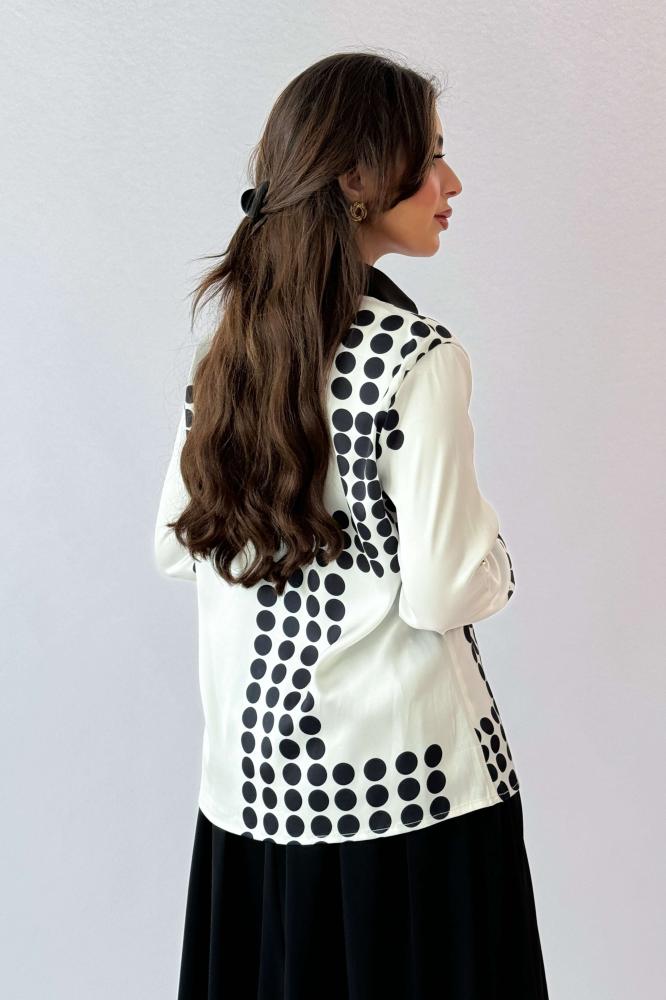 Polka Dot Turn-Down Collar Shirt المقاس:(S- 36)