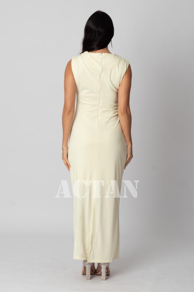 Brooch-embellished bodycon maxi dress المقاس:(S - 36)