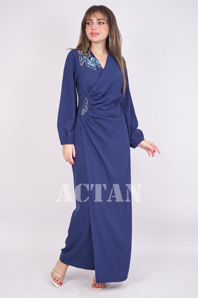 Navy blue sequin crepe maxi dress المقاس:(3XL - 46)
