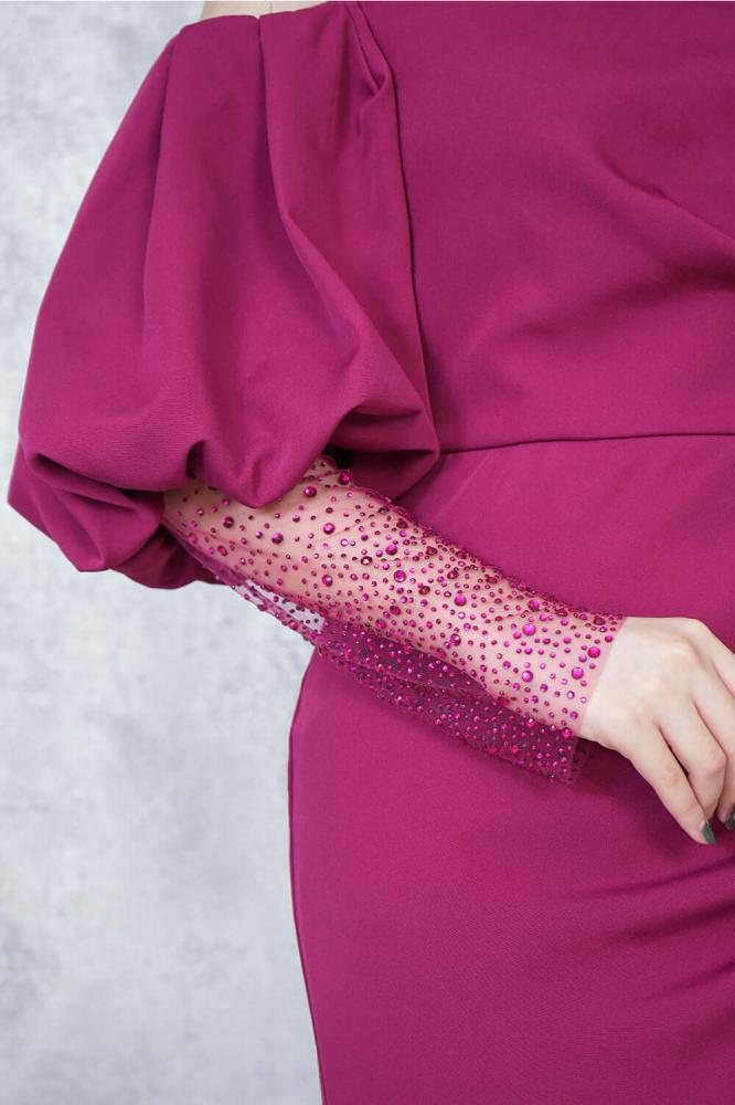 Purple Sequin Front Slit Maxi Dress المقاس:(M)