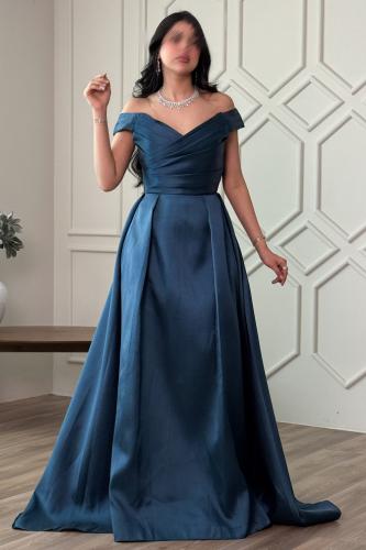 Women's turquoise evening dress المقاس:(L)