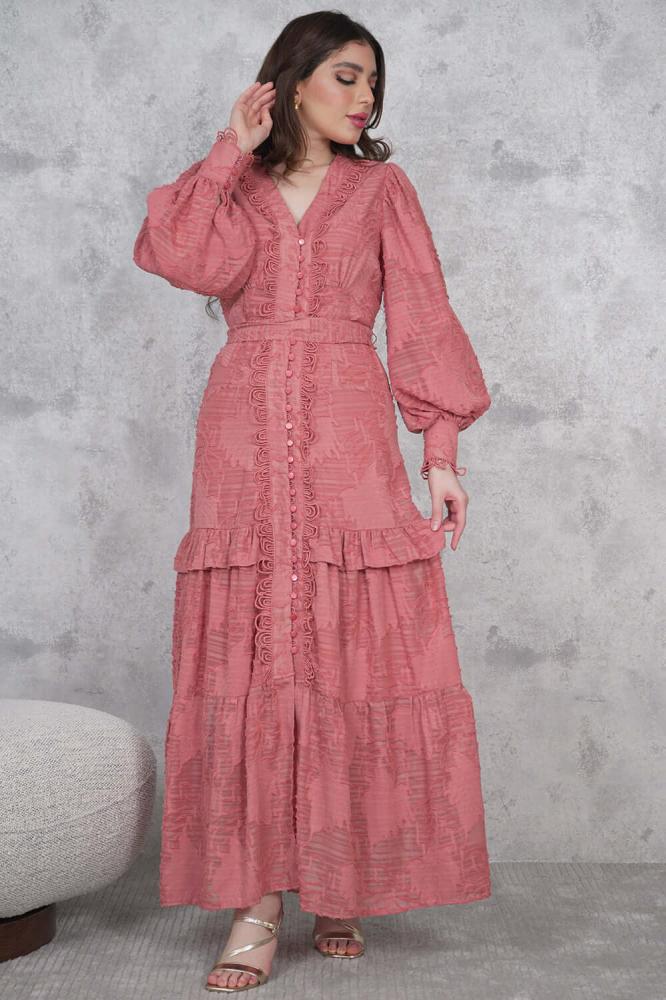 Elegant orange bodycon maxi dress المقاس:(L - 40)