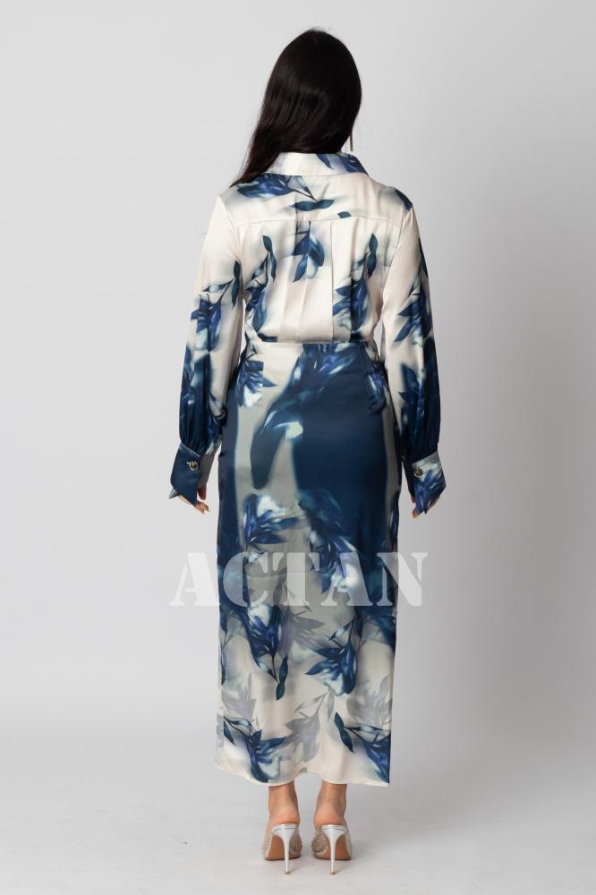 Draped floral midi dress المقاس:(M - 38)