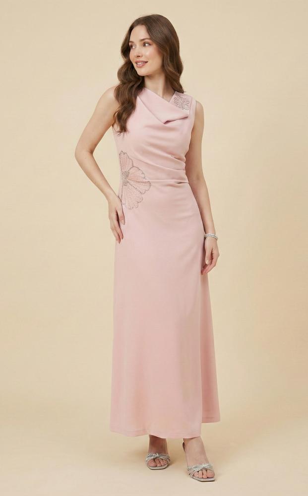 Pink Draped Sequin Maxi Dress المقاس:(XXL - 44)