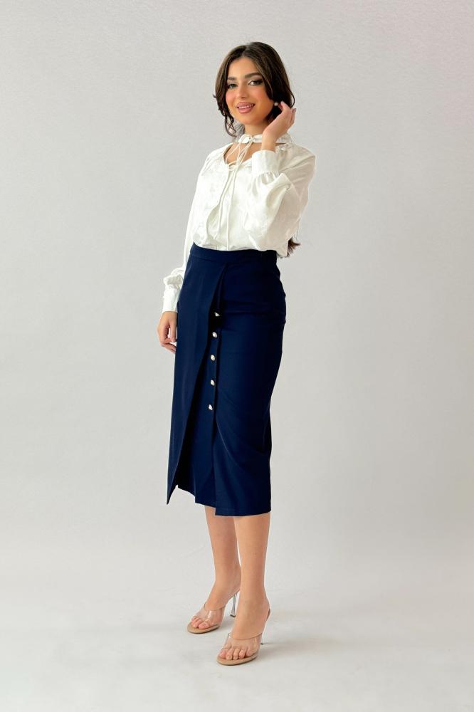 Bazarir Lulu midi skirt, navy blue المقاس:(L)