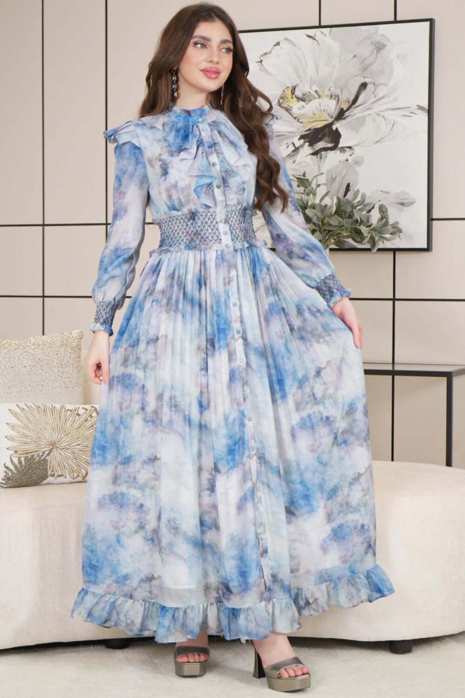 Classic elegant maxi dress with buttons المقاس:(S - 36)