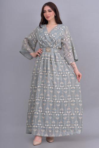 Tiffany Gold Embroidered Lace Dress المقاس:(S)