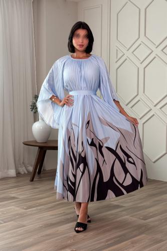 Pleated crepe midi dress المقاس:(Free Size)