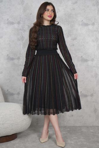 striped midi dress المقاس:(L - 40)