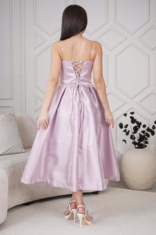 Pink floral midi top dress المقاس:(L)