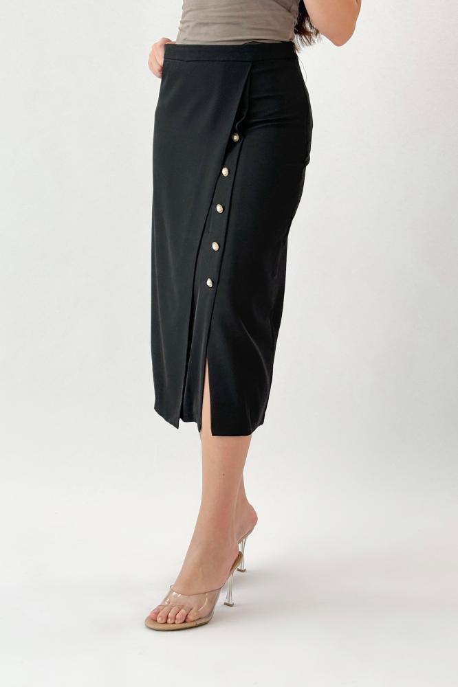 Bazarir Lulu midi skirt, black المقاس:(L)