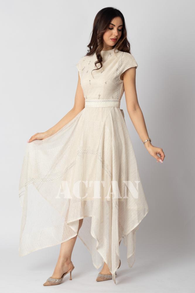 Asymmetrical jute dress المقاس:(S - 36)