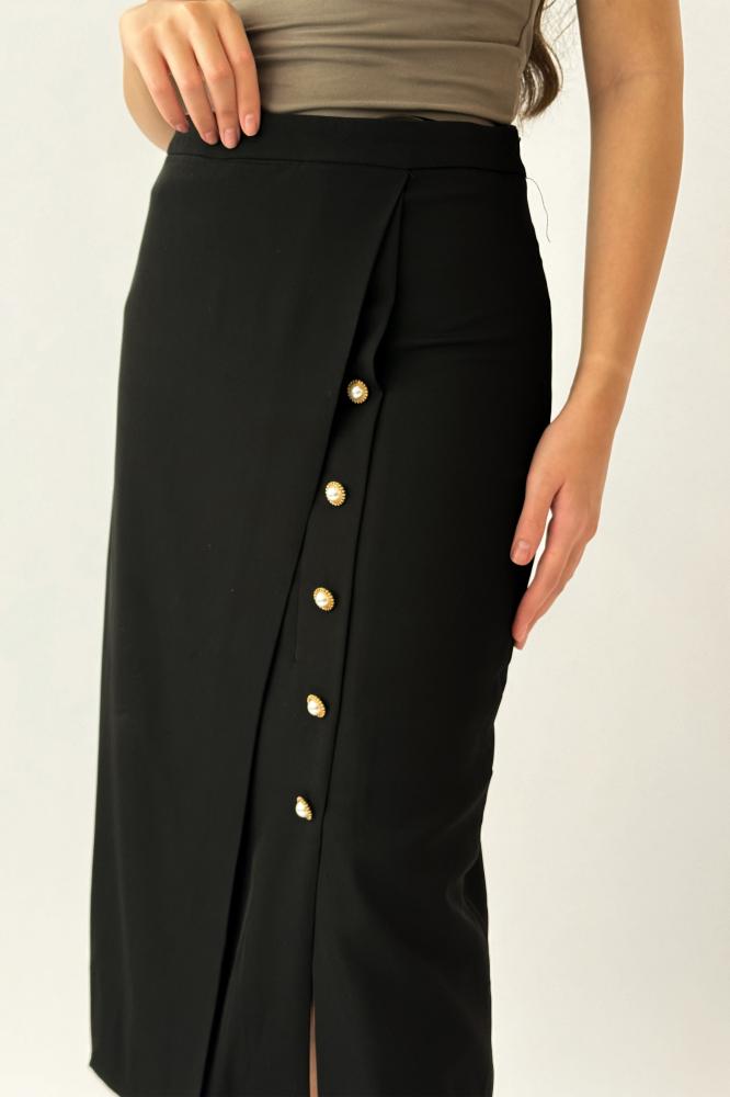 Bazarir Lulu midi skirt, black المقاس:(L)