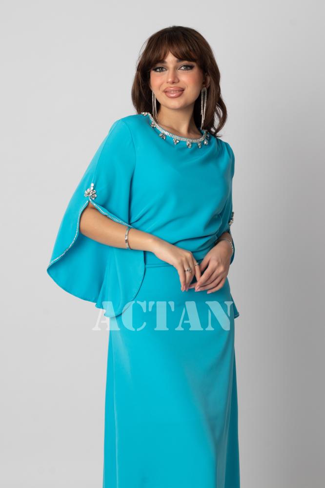 Crystal-embellished draped dress المقاس:(L - 40)