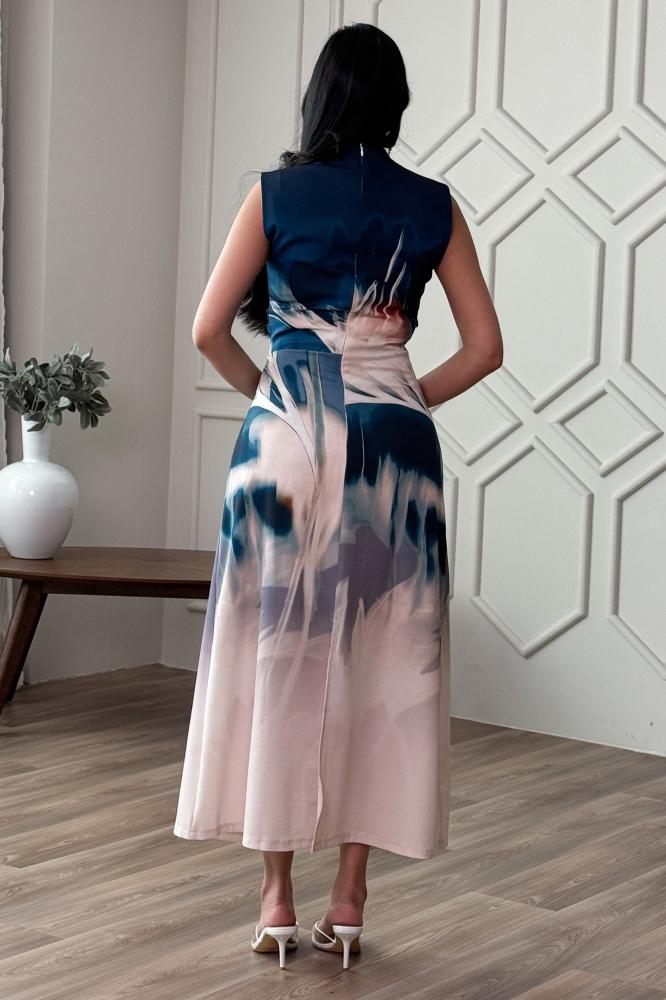 Floral print draped dress المقاس:(M - 38)