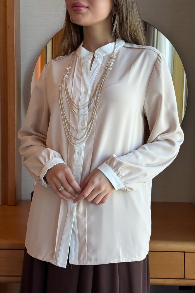 قميص ناعم بسلسال لون بيج مقاس:(XL - 42)