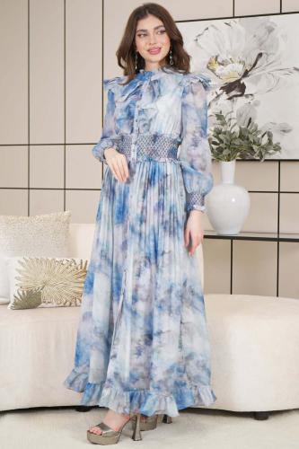 Classic elegant maxi dress with buttons المقاس:(S - 36)