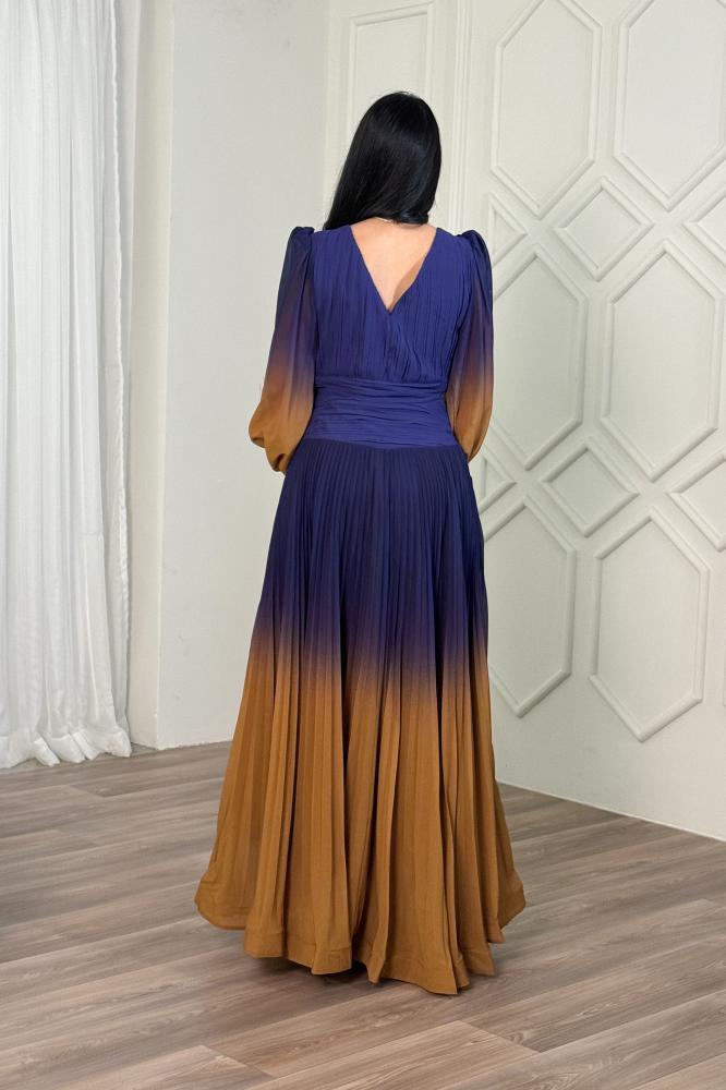 Purple Long Sleeve Chiffon Evening Dress المقاس:(L - 40)