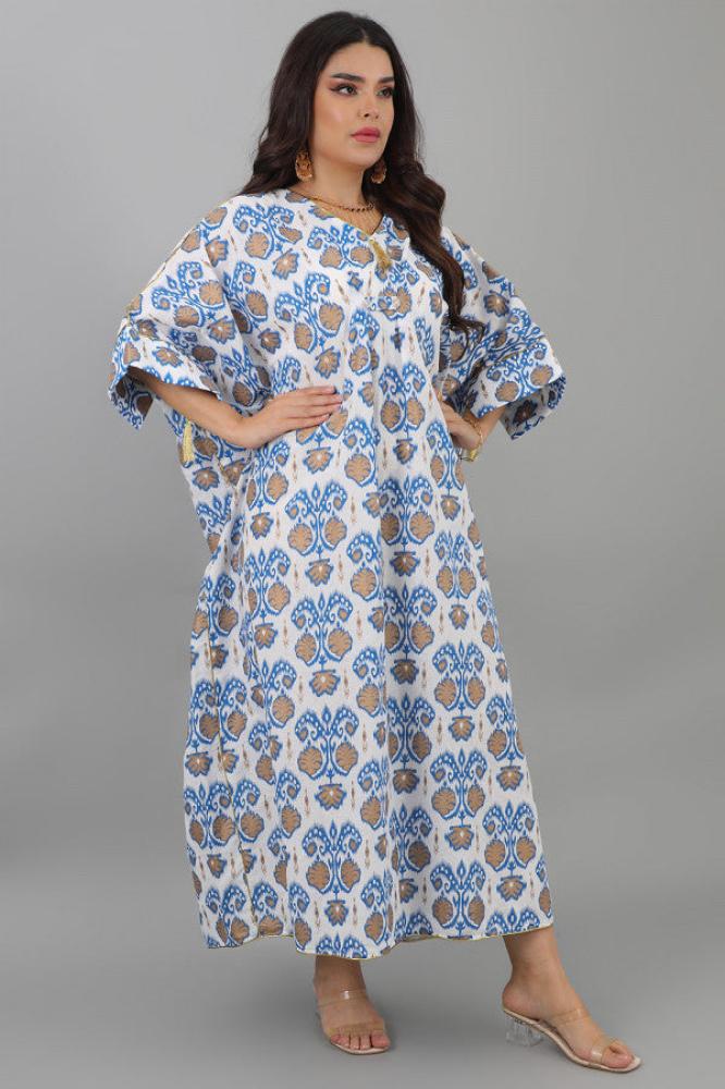 Blue butterfly print jalabiya المقاس:(Free Size)