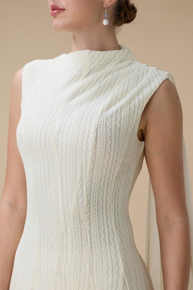 فستان ميدي سكري بوشاح كتف المقاس:(XL - 42)