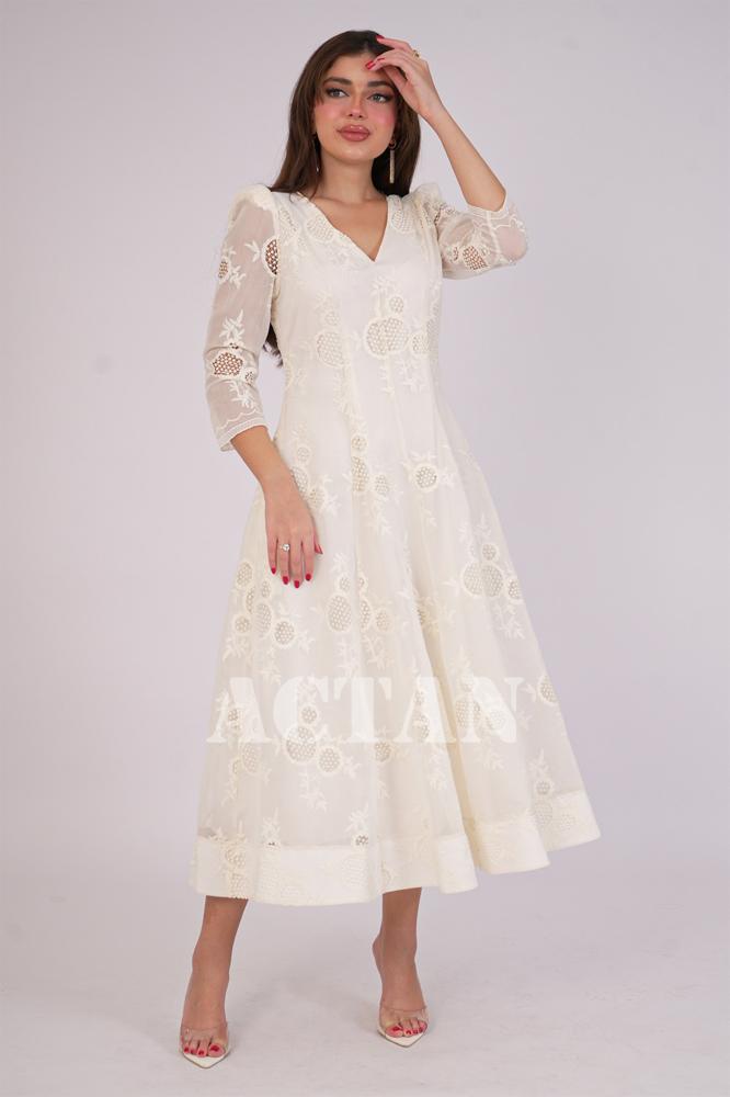 Sugar-colored organza midi dress المقاس:(L - 40)