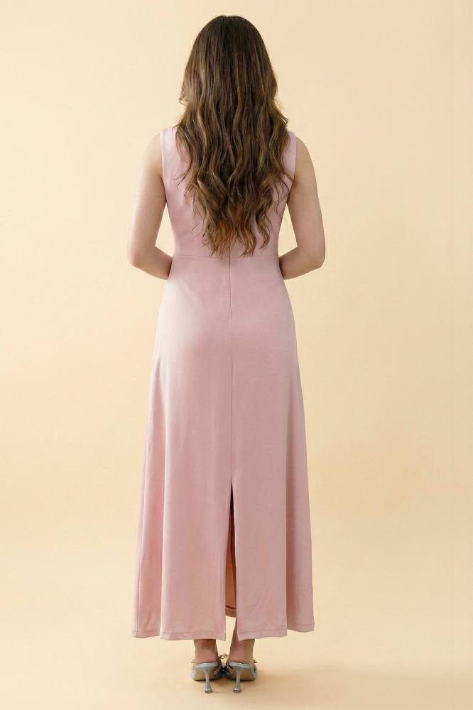 Pink Draped Sequin Maxi Dress المقاس:(XXL - 44)