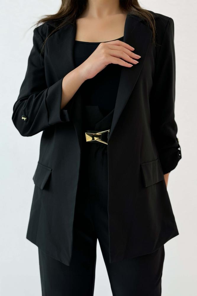 Black lapel formal jacket المقاس:(M - 38)