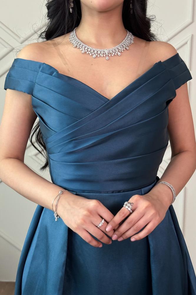 Women's turquoise evening dress المقاس:(L)