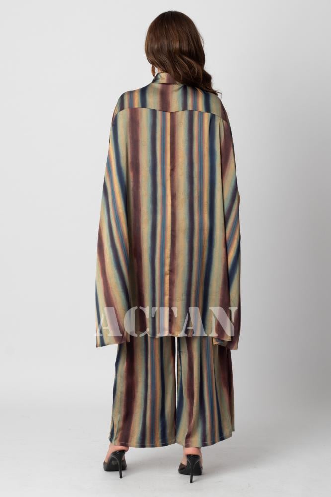 Striped pants and blouse set المقاس:(L - 40)