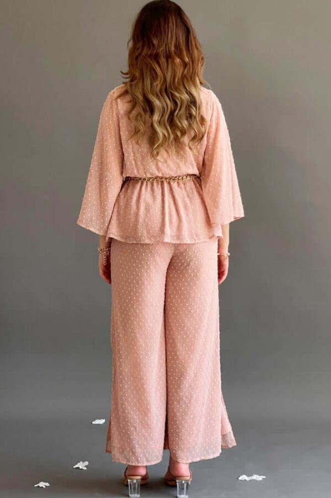 2-piece set with a pink chain belt المقاس:(L)