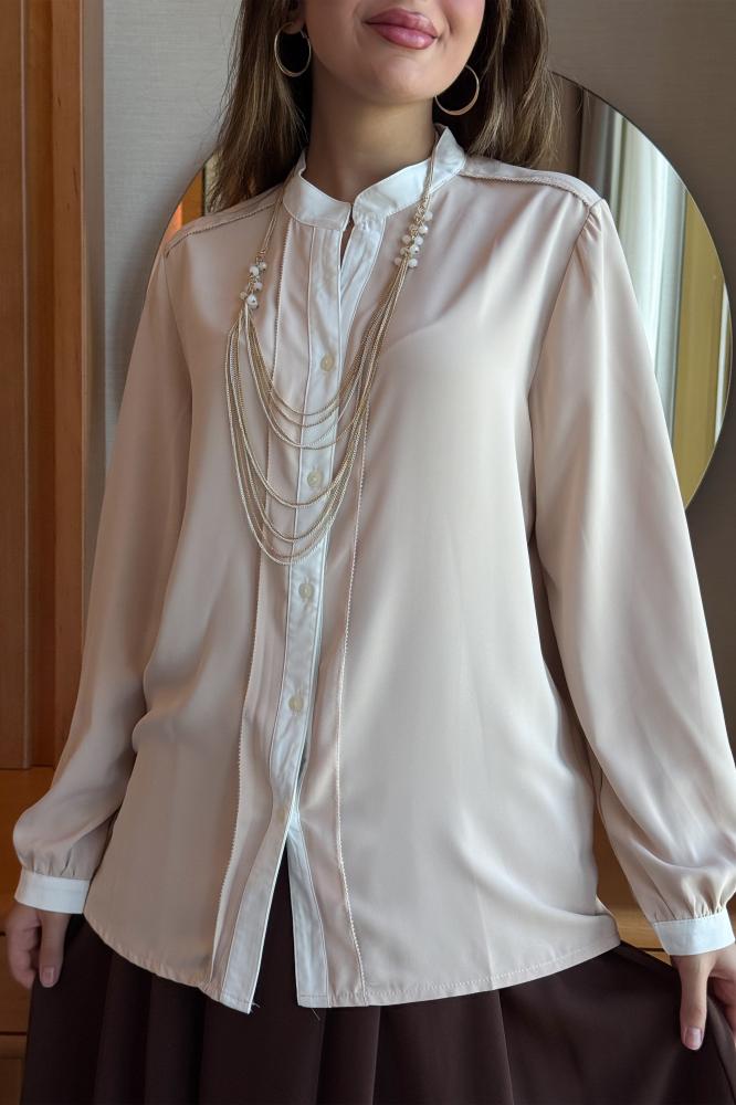 قميص ناعم بسلسال لون بيج مقاس:(XL - 42)
