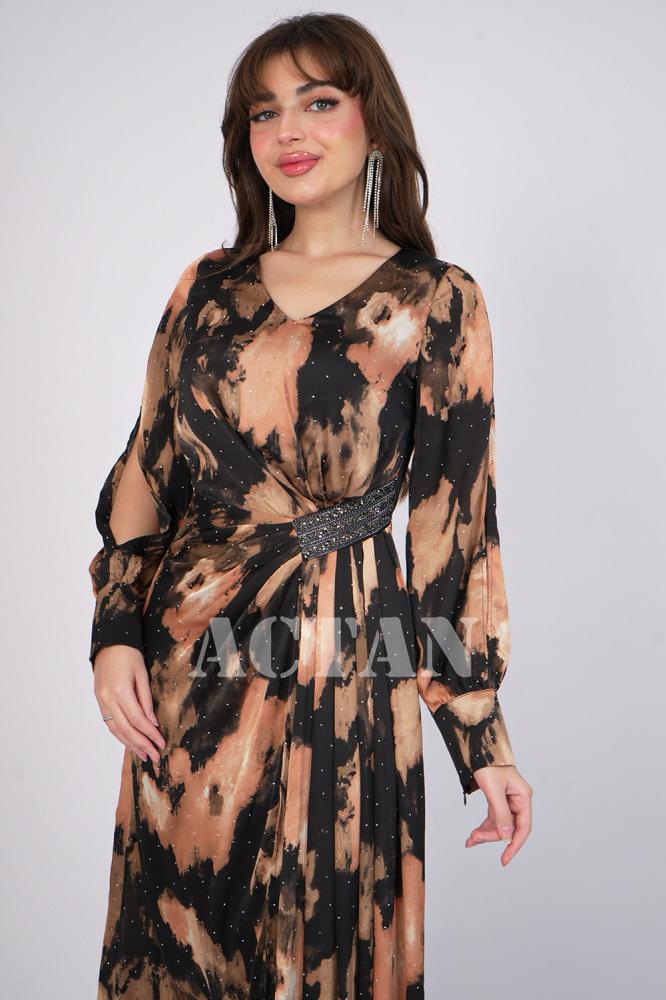 Side pleated maxi dress المقاس:(XL - 42)