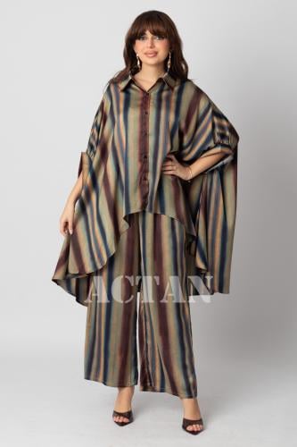 Striped pants and blouse set المقاس:(L - 40)
